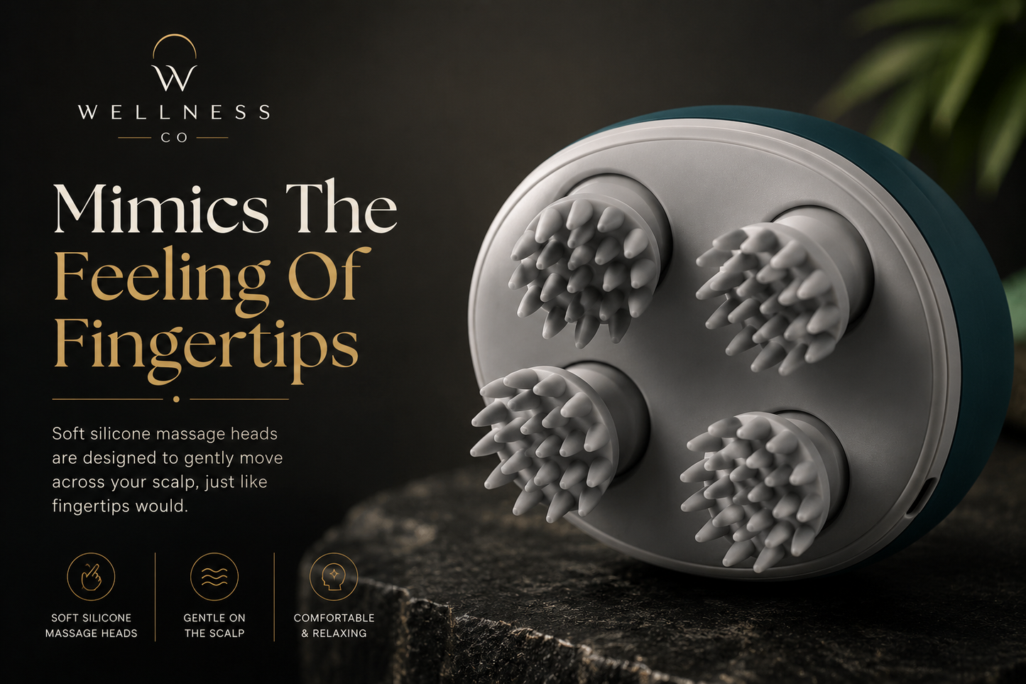 Tangle-free electric scalp massager designed for comfortable use on hair and during scalp oil treatments.